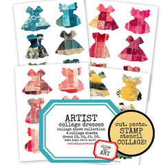 Collage sheets with colorful dresses 