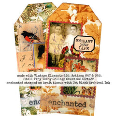 Decorative collage tag with vintage elements 