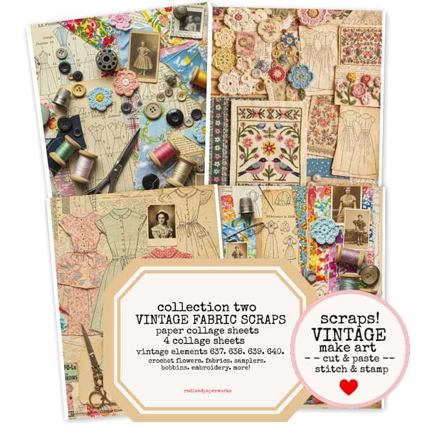 Vintage Elements Faux Fabric Scraps Paper Collage Sheet Collection Two Save 20%