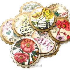 Vintage Flowers Circle Artist Trading Coins