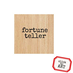 Wood rubber stamps with 'fortune teller' text 