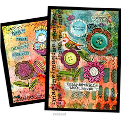 mixed media stamped flower collage