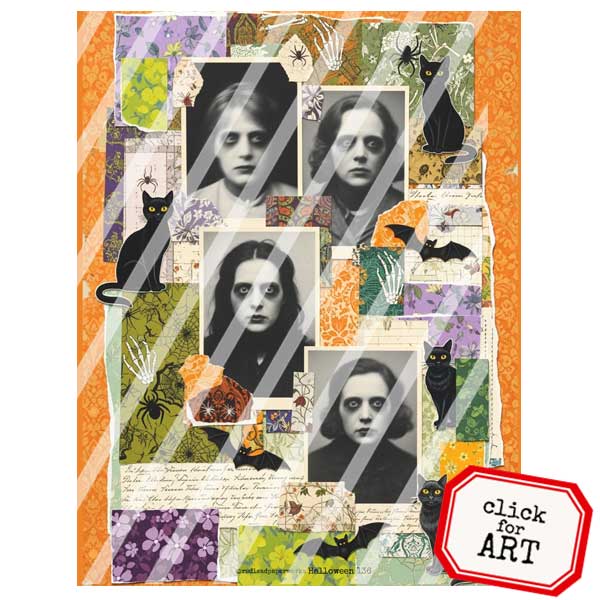 Halloween 136 Vintage Paper Scraps Collage Sheet