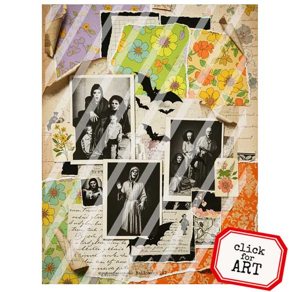 Halloween 137 Vintage Paper Scraps Collage Sheet