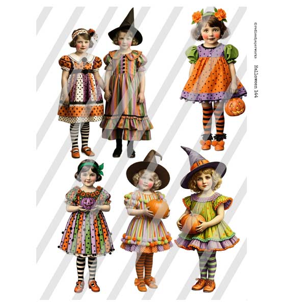 Halloween 144 Halloween Paper Dolls Collage Sheet