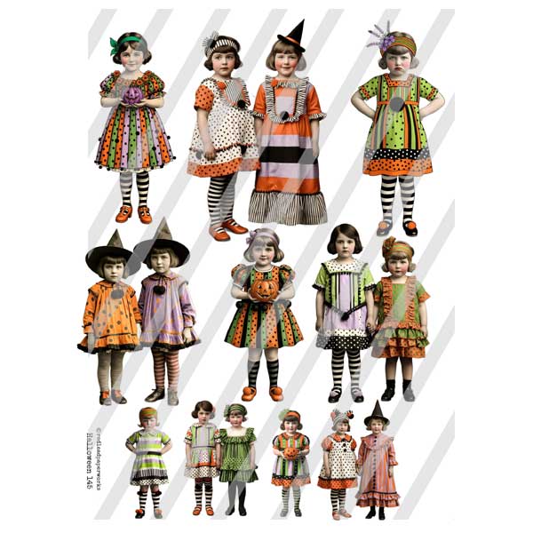 Halloween 145 Halloween Paper Dolls Collage Sheet