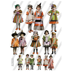 Halloween Paper Dolls dressed for Halloween