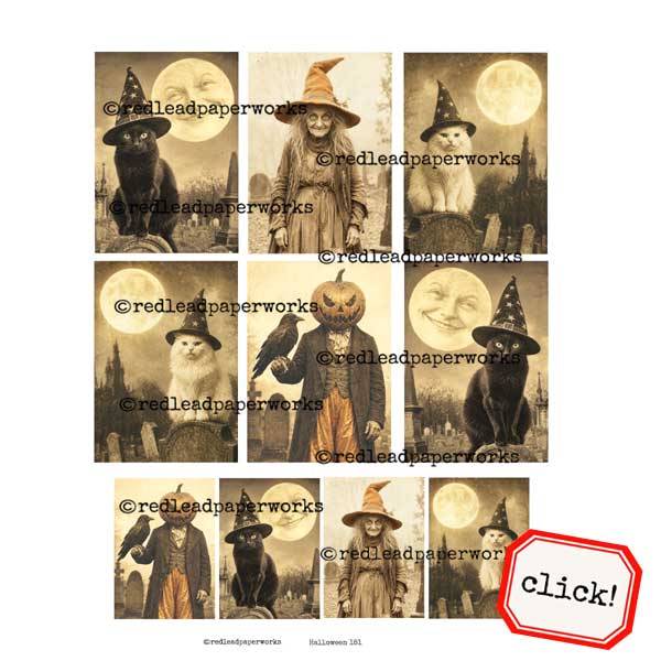 Halloween 181 Artist Trading Card Collage Sheet