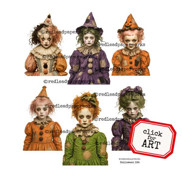 Halloween 184 Paper Dolls Collage Sheet Save 50%