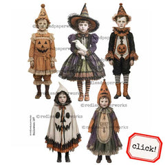 Halloween 187 Paper Dolls Collage Sheet Sale!