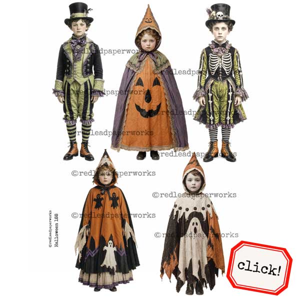 Halloween 188 Paper Dolls Collage Sheet Sale!