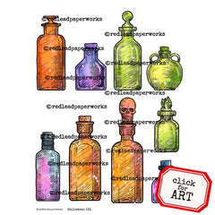 Potion Bottles Halloween Collage Sheet