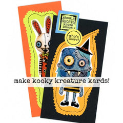 Two handmade Halloween greeting cards with spooky Halloween Creature Collage Sheets. 