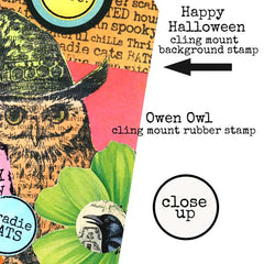 Cling mount Halloween  Owl rubber stamp 