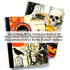 Halloween-themed mini journals with decorative elements on a white background