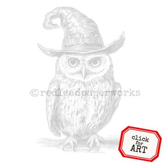 Cling Mount Halloween Owl  wearing a witch hat rubber stamp
