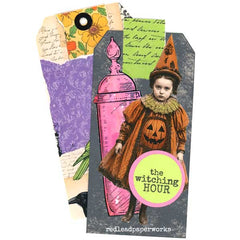 Vintage Style Halloween Art Tag  with a Potion Bottle & Halloween Paper Doll.