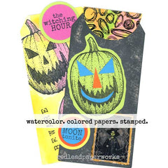 Colorful Water Colored Mixed Media Halloween Collage Tags