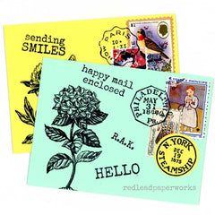 Mixed Media Happy Mail Rubber Stamped Envelopes