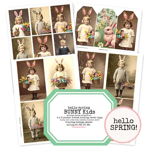 Hello Spring Bunny Kids Collage Sheet Collection Save 20%