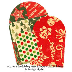 6 Vintage Style Holiday Square Envelopes Collection