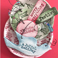 Decorative Das Air Dry Clay ornaments stamped with Red Lead Rubber Stamps