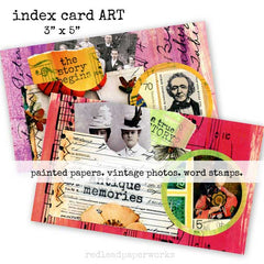 Mixed Media Painted Papers Index Card Art