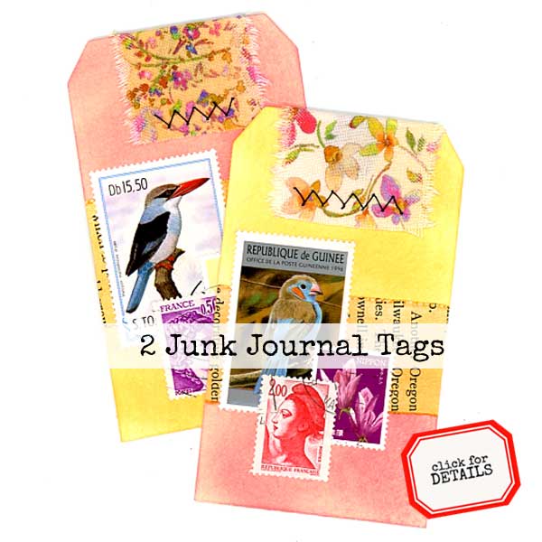 2 Mixed Media Junk Journal Tags
