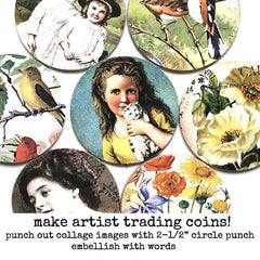 Artist Trading Coins Vintage Elements Collage Sheet 236
