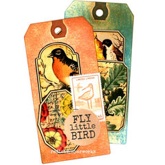 Mixed Media Fly Little Bird Autumn Art Tags