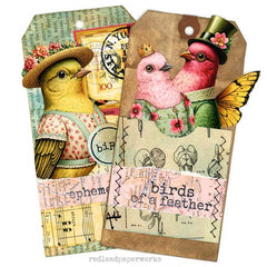 Vintage Mixed Media Bird Paper Doll Collage Sheets