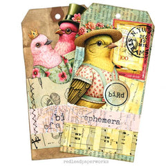 Colorful Mixed Media Bird Paper Doll Collage Sheets