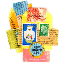 She Makes Art Stamped Mixed Media Art Tags