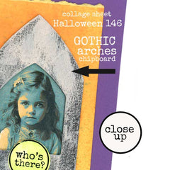 Mixed Media Halloween Art with Gothic Arches and Collage  