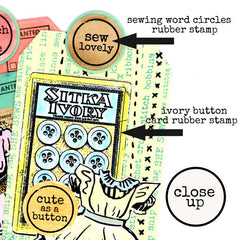 Ivory Button Card Rubber Stamp Save 20%