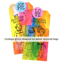Mixed Media Colorful Water Colored and Stamped Art Tags