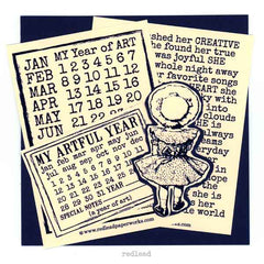 artful year calendar rubber stamp