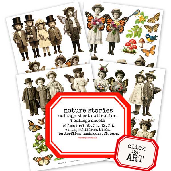Whimsical Nature Stories Ancestors Paper Dolls Collage Sheet Collection SALE!