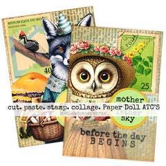 Mixed Media Animal Paper Doll Artist Trading Cards
