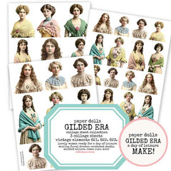 Gilded Era Paper Dolls Collage Sheet Collection Save 15%