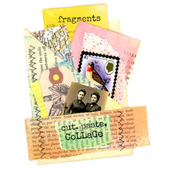 Mixed Media Cut Paste Collage Stitched Pocket