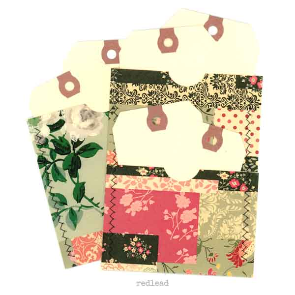 2 Stitched Patchwork Garden Pockets and Tags