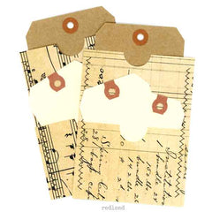 2 Stitched Vintage Style Double Pockets and Tags