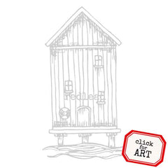 Beach House Rubber Stamp