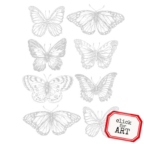 8 Butterflies Rubber Stamp
