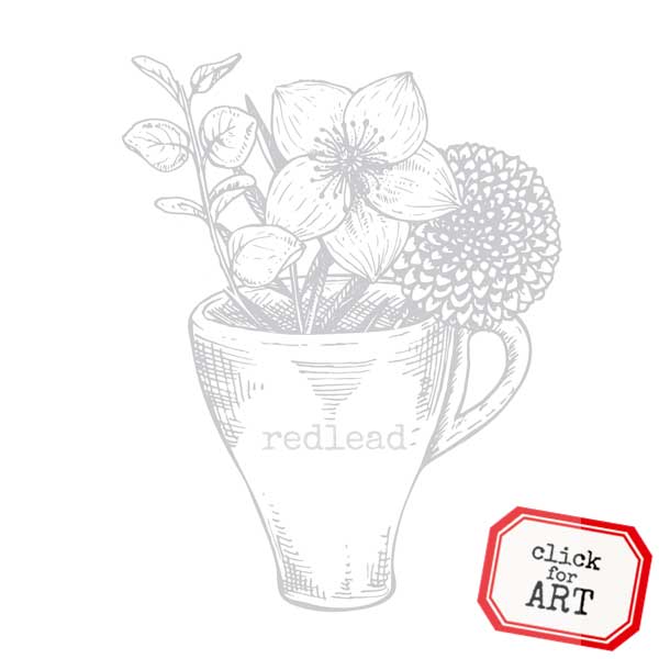 Cup of Flowers Rubber Stamp