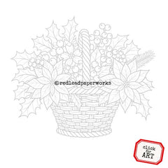 basket of holly cling mount rubber stamp