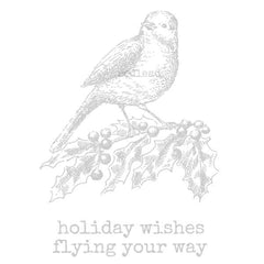 Holiday Wishes Flying Your Way Rubber Stamp