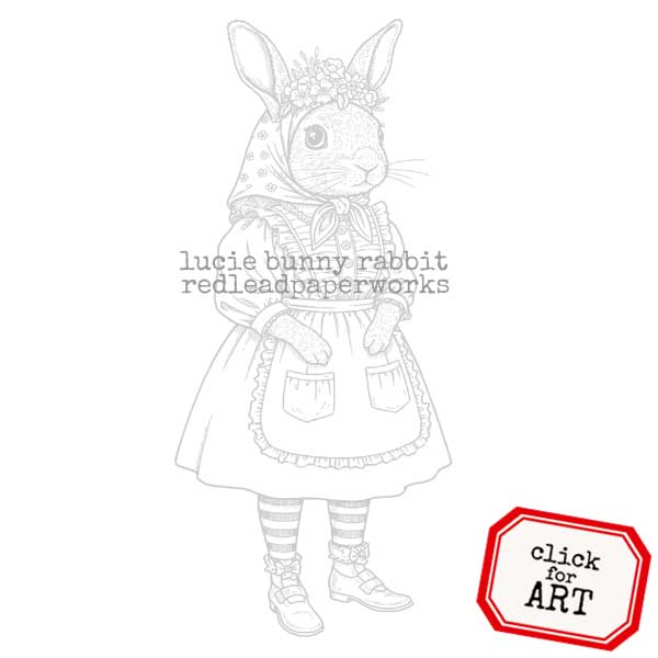 Whimsical Lucie Bunny Rabbit Rubber Stamp Save 20%