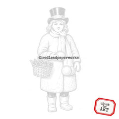 Christmas Art Girl Marion Rubber Stamp